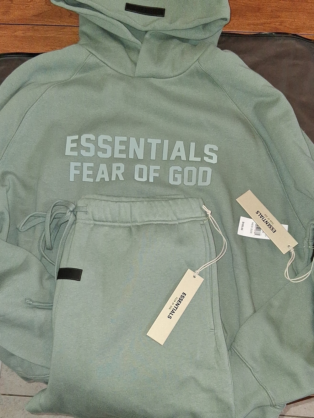 Fear of God Essentials Sycamore Green Hoodie & Sweatshort Set